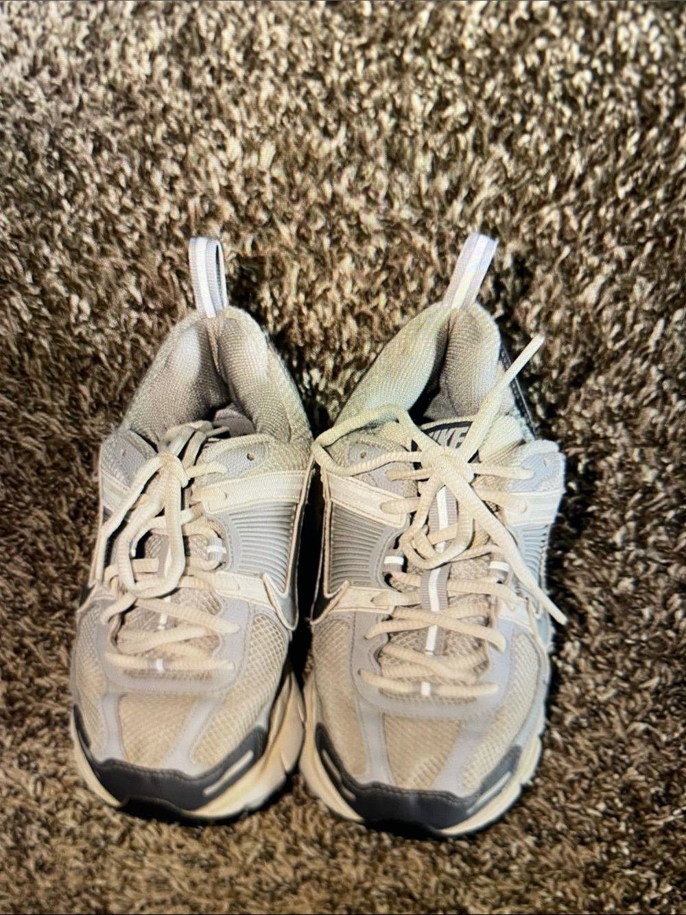 Nike Kids Light Beige and Gray Athletic Sneakers